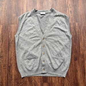 Manrico Men’s Grey V-Neck Button Cashmere Vest Cardigan Sweater Italy Luxury- 54